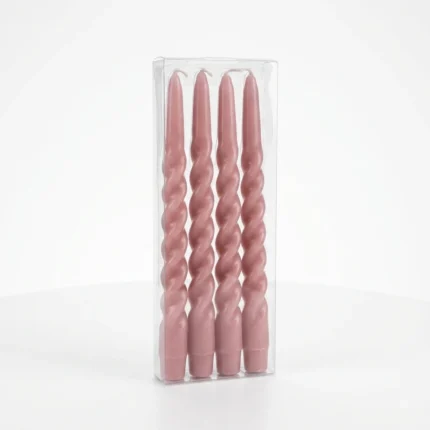 Set od 4 spiralne dekorativne sveće (puder roze)