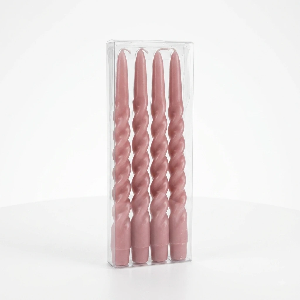 Set od 4 spiralne dekorativne sveće (puder roze) Set od 4 spiralne dekorativne sveće (puder roze)
